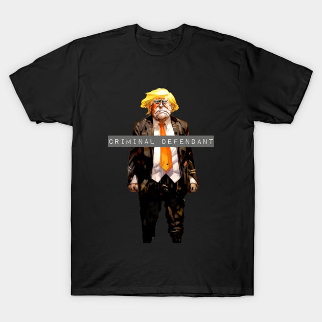 Trump: Criminal Defendant No. 2 (No Fill - Dark Background) T-Shirt by Puff Sumo